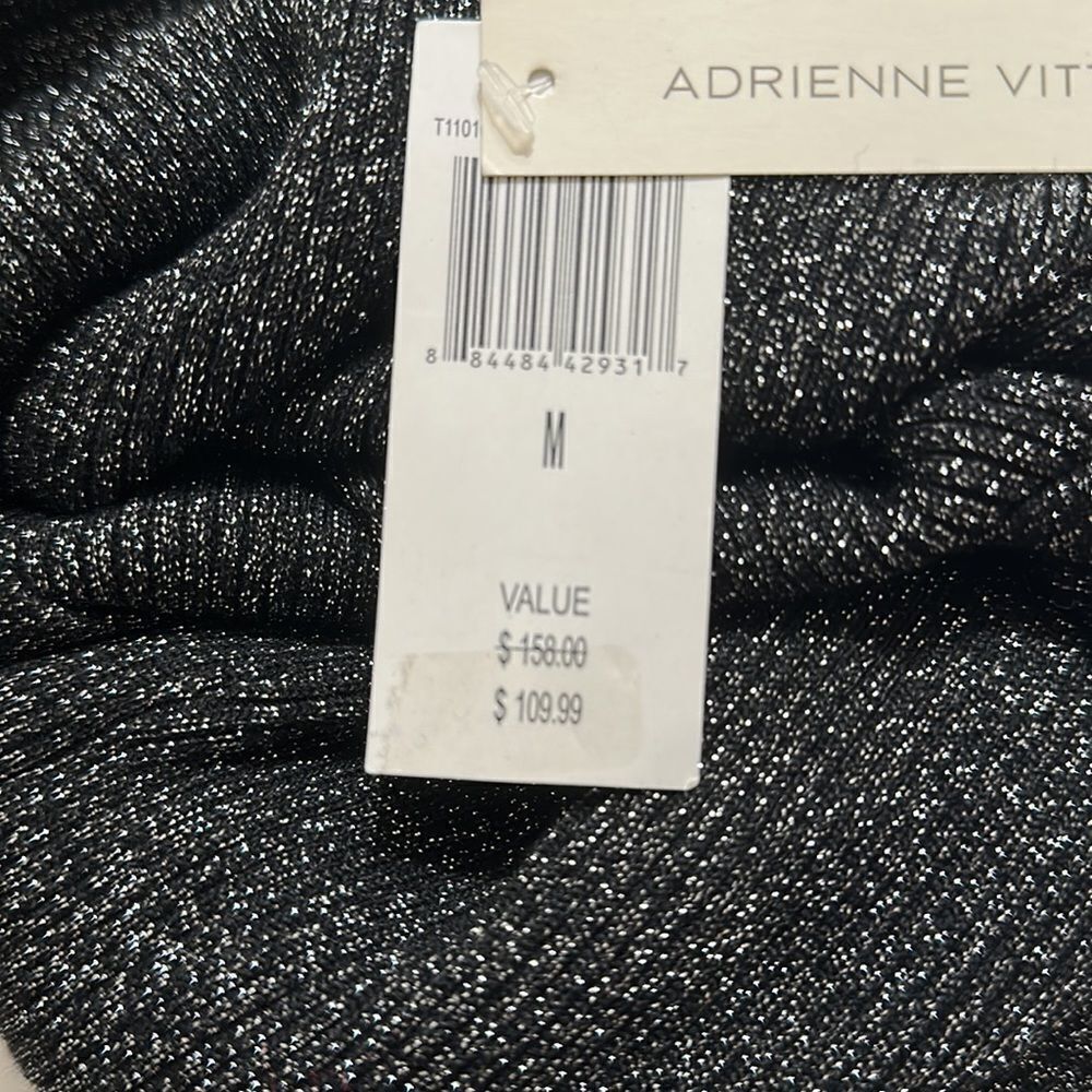 $159 ADRIENNE VITTADINI WOOL METALLIC SLEEVELESS STRETCH RIBBED KNIT DRESS NWT - Picture 9 of 11